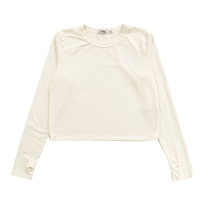 Heather Long-Sleeved Boxy Tee with Thumbholes