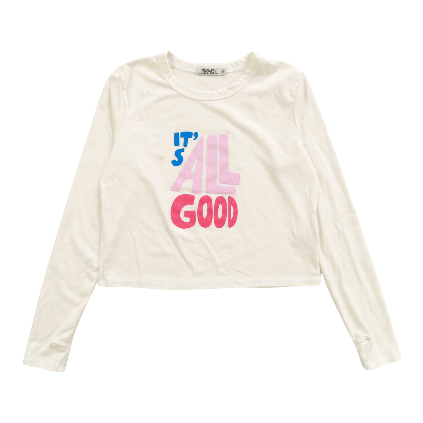 Heather Long-Sleeved Boxy Tee with Thumbholes ("IT'S ALL GOOD")