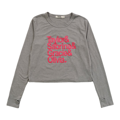 Heather Long-Sleeved Boxy Tee with Thumbholes (Girls' Names Print)