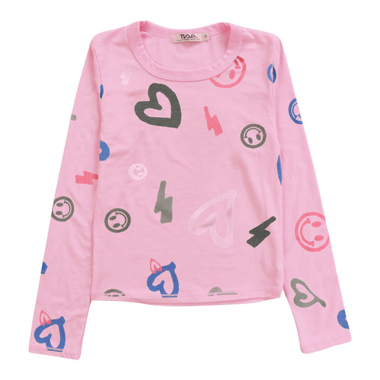 Heather Signature Long-Sleeved Shirt (Heart, Happy Face, Bolt Pattern)