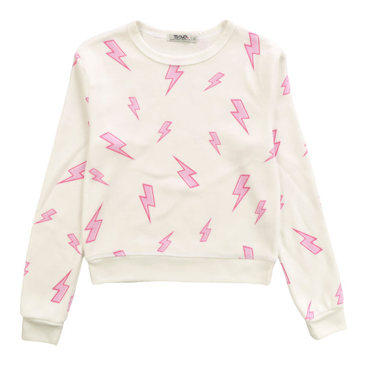 Classic Crewneck (Reversed-Fabric Pink Bolt Pattern)