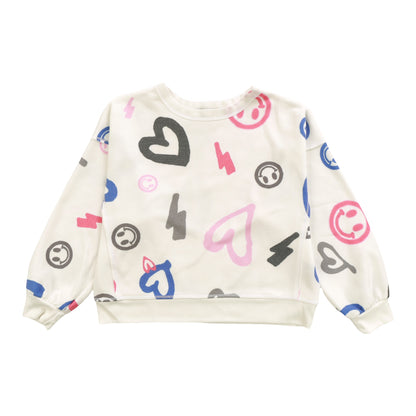 Heather Dolman Sweater Top (Heart, Happy Face, Bolt Pattern)