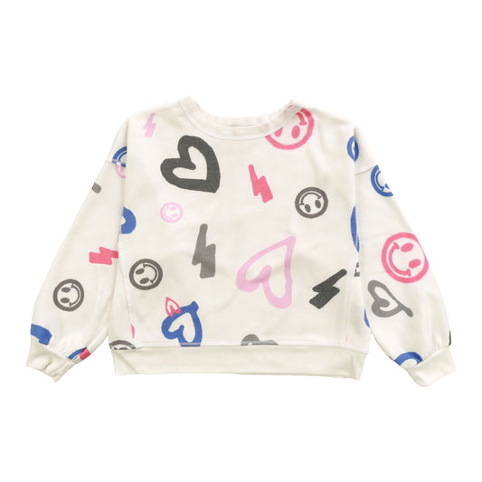 Heather Dolman Sweater Top (Heart, Happy Face, Bolt Pattern)