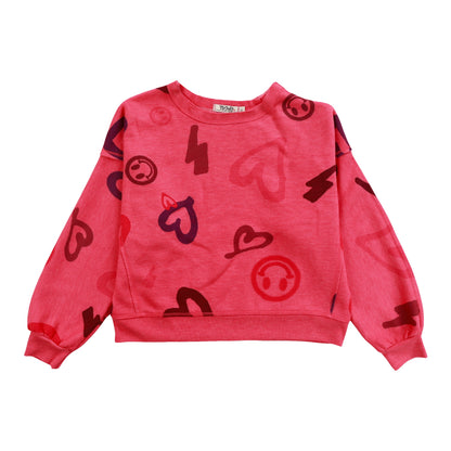 Heather Dolman Sweater Top (Heart, Happy Face, Bolt Pattern)