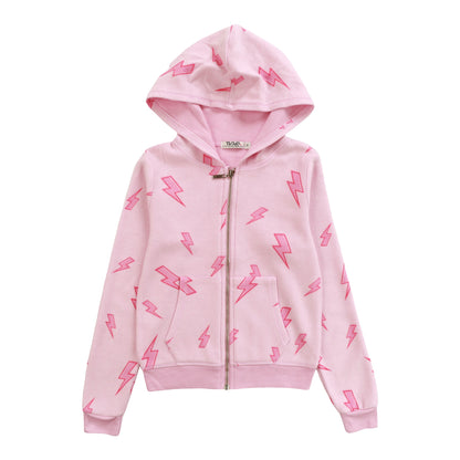 Hooded Jacket (Reversed-Fabric Pink Bolt Pattern)