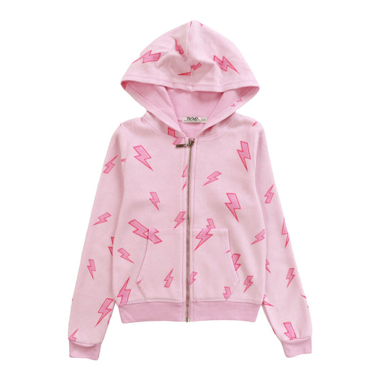 Hooded Jacket (Reversed-Fabric Pink Bolt Pattern)