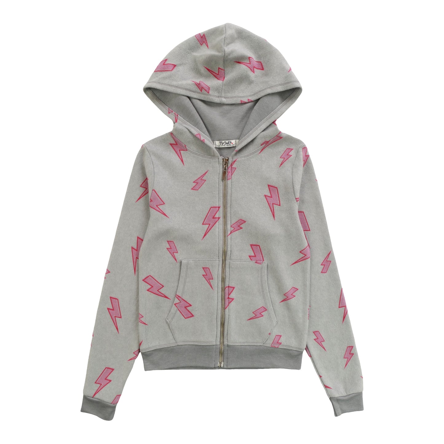 Hooded Jacket (Reversed-Fabric Pink Bolt Pattern)