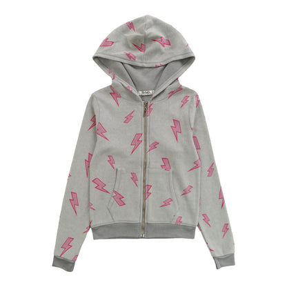 Hooded Jacket (Reversed-Fabric Pink Bolt Pattern)