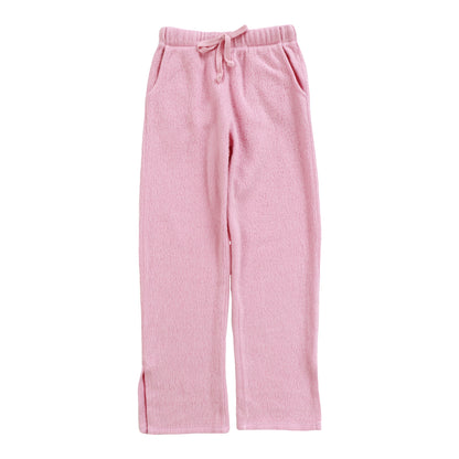 Straight-Legged Pants with Side Slits (Reversed-Fabric)