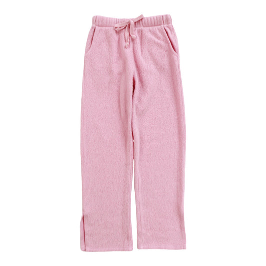 Straight-Legged Pants with Side Slits (Reversed-Fabric)