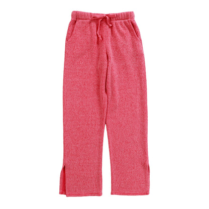 Straight-Legged Pants with Side Slits (Reversed-Fabric)