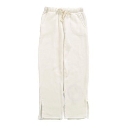 Straight-Legged Pants with Side Slits (Reversed-Fabric Happy Face Print)