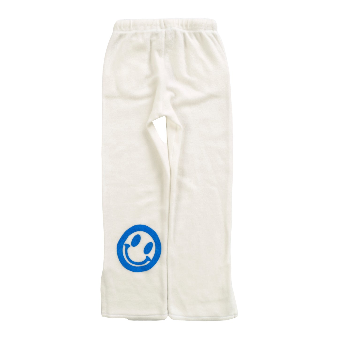 Straight-Legged Pants with Side Slits (Reversed-Fabric Happy Face Print)