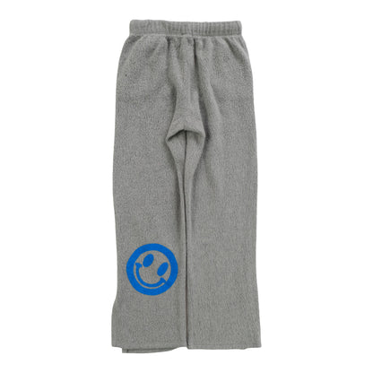 Straight-Legged Pants with Side Slits (Reversed-Fabric Happy Face Print)