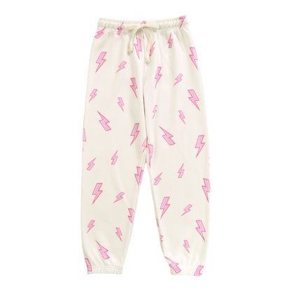 Athletic Pants (Reversed-Fabric Pink Bolt Pattern)