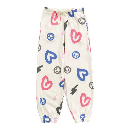 Heather Slit-Pocket Sweatpants (Heart, Happy Face, Bolt Pattern)