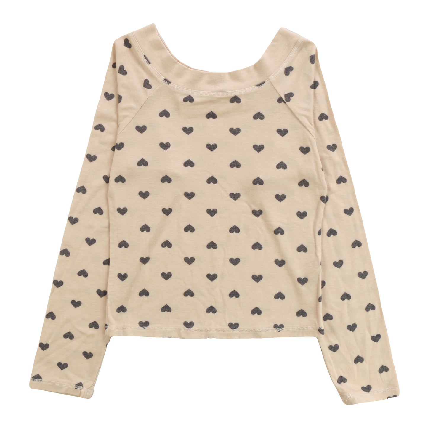 Boat-Neck Top (Mini Black Hearts Pattern)