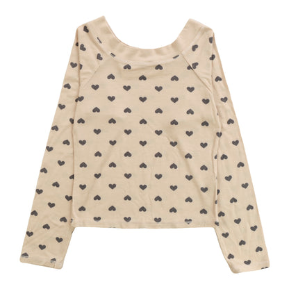 Boat-Neck Top (Mini Black Hearts Pattern)