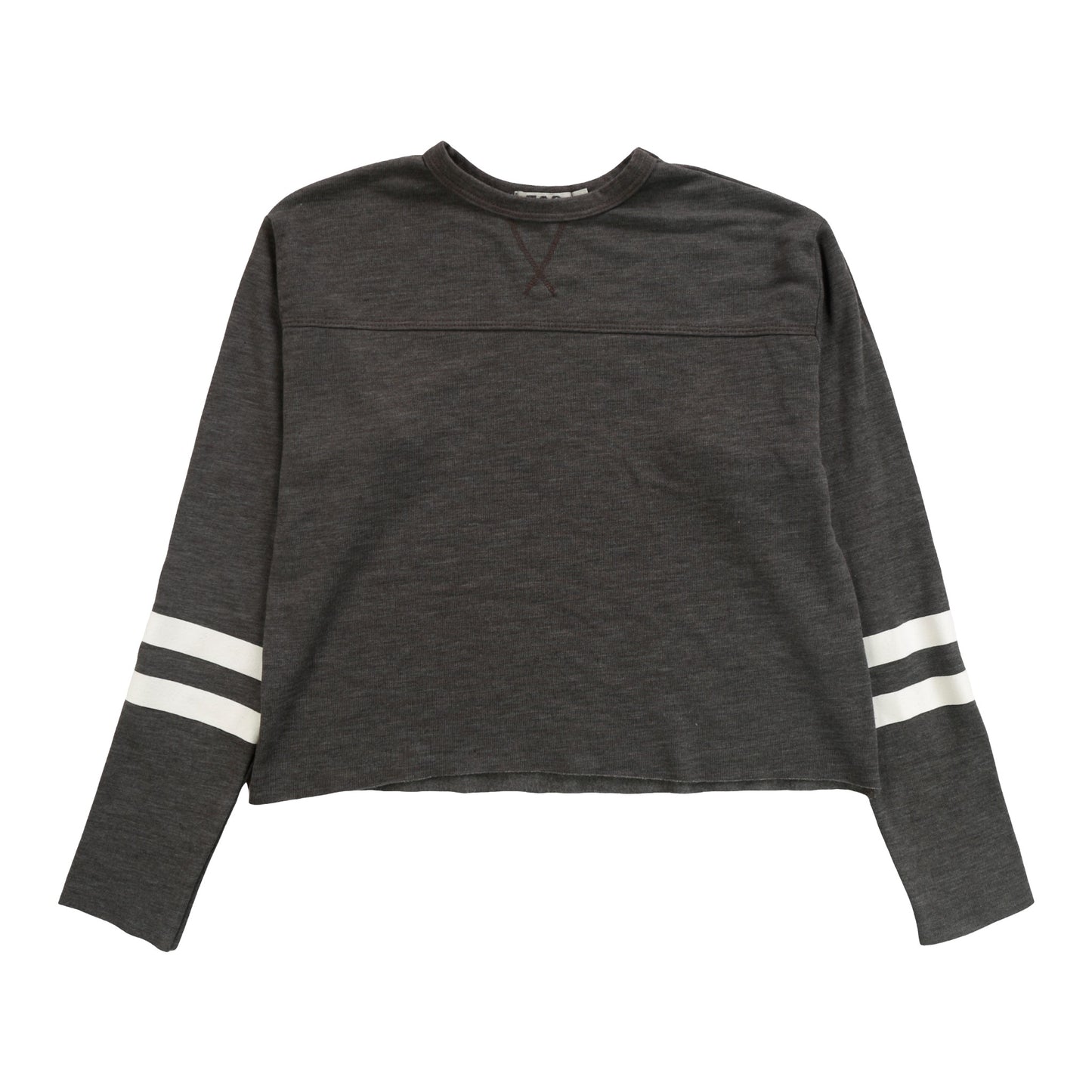 Long-Sleeved Crew Top (Two White Stripes)
