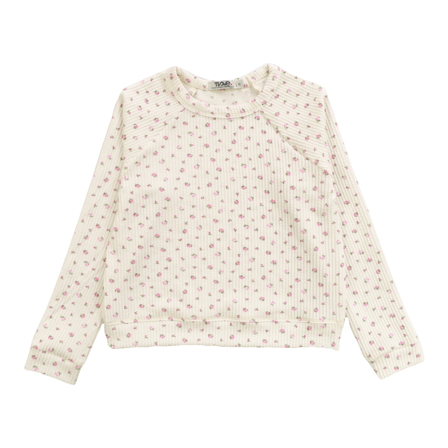 Raglan Crew Top (Mini Pink Floral Pattern)