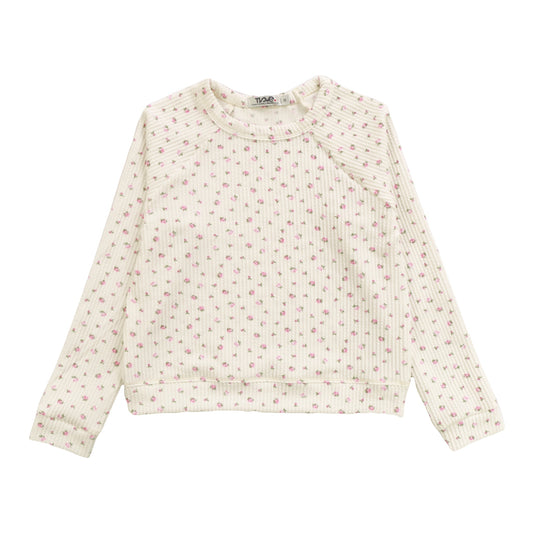 Raglan Crew Top (Mini Pink Floral Pattern)