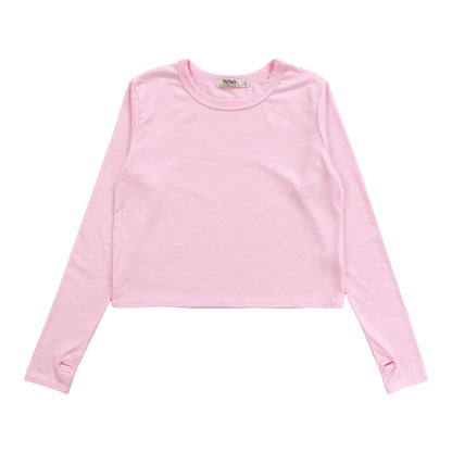 Heather Long-Sleeved Boxy Tee with Thumbholes