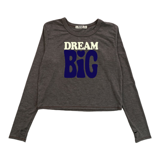 Long-Sleeved Boxy Tee with Thumbholes ("DREAM BIG")