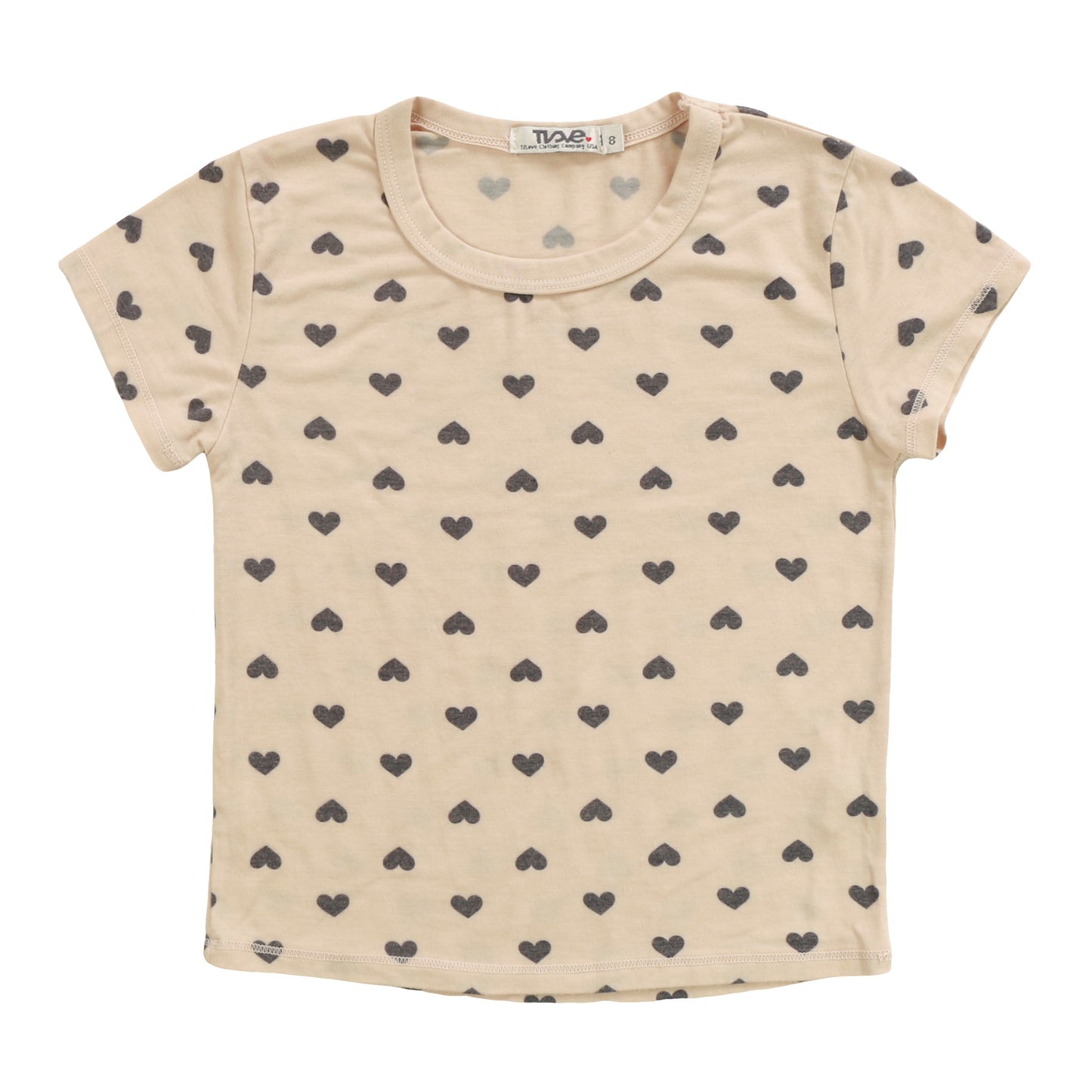 Heather Signature Cap Sleeve Tee (Mini Black Hearts Pattern)