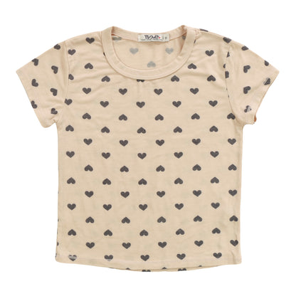 Heather Signature Cap Sleeve Tee (Mini Black Hearts Pattern)