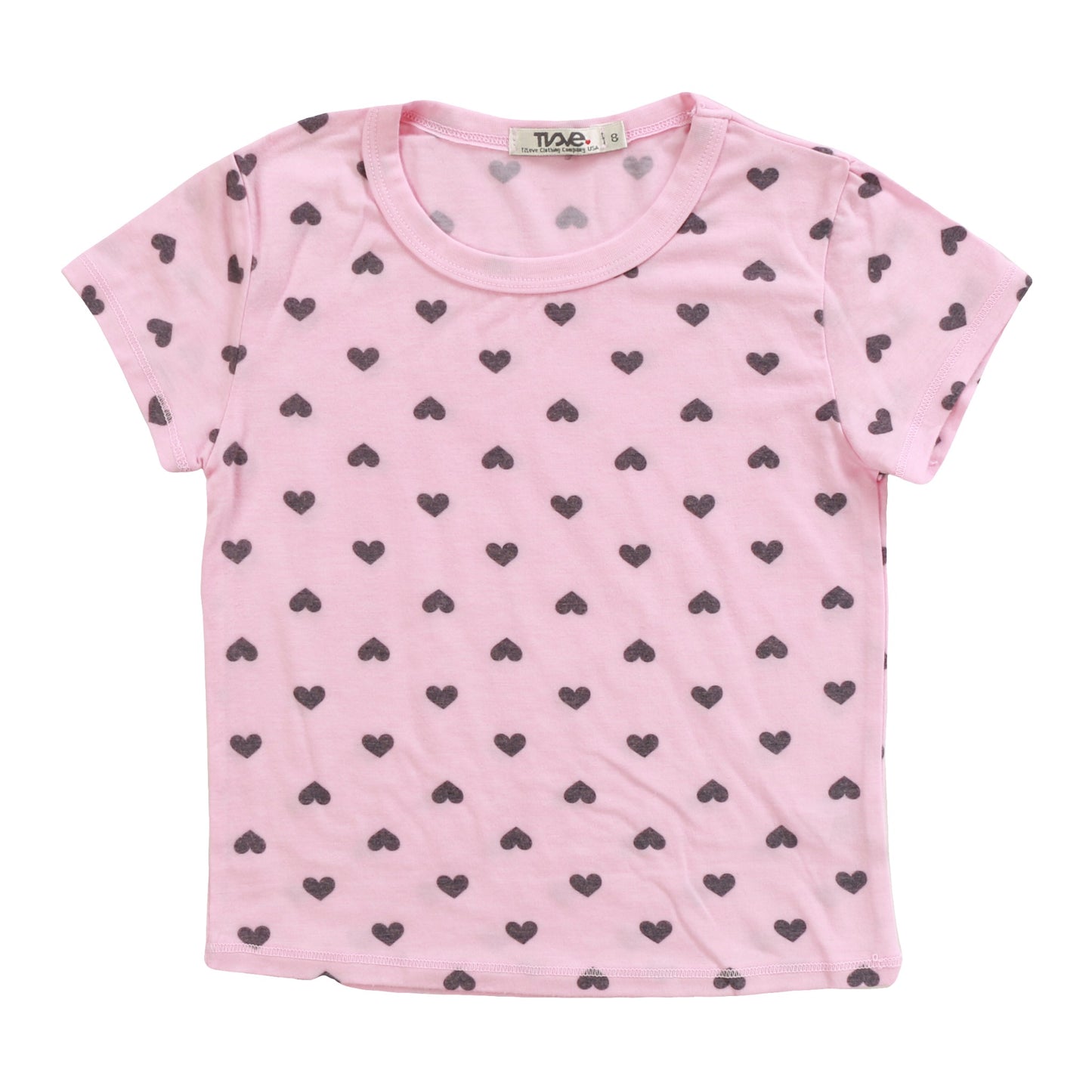 Heather Signature Cap Sleeve Tee (Mini Black Hearts Pattern)