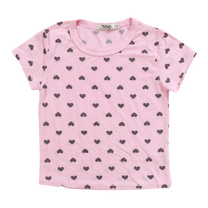 Heather Signature Cap Sleeve Tee (Mini Black Hearts Pattern)