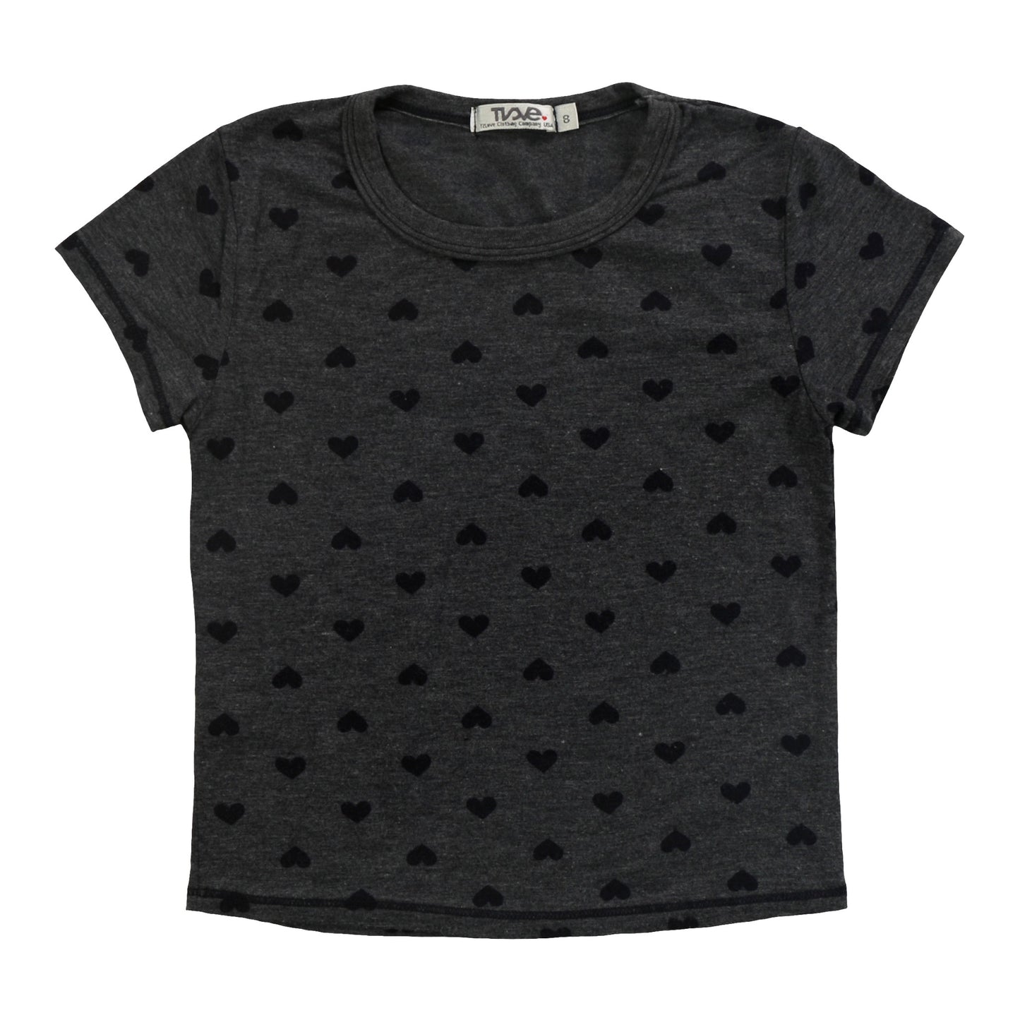 Heather Signature Cap Sleeve Tee (Mini Black Hearts Pattern)