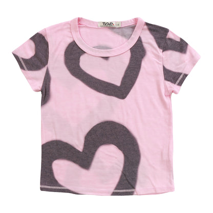 Heather Signature Cap Sleeve Tee (Large Heart Outlines Pattern)