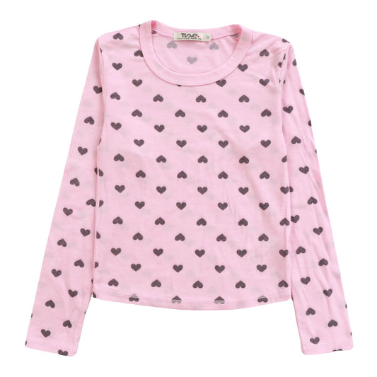 Heather Signature Long-Sleeved Shirt (Mini Black Hearts Pattern)