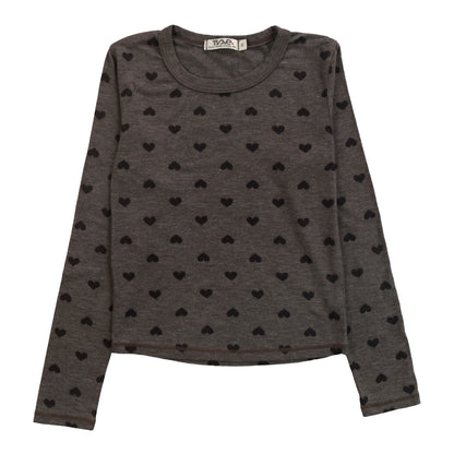 Heather Signature Long-Sleeved Shirt (Mini Black Hearts Pattern)
