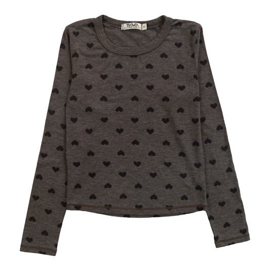 Heather Signature Long-Sleeved Shirt (Mini Black Hearts Pattern)