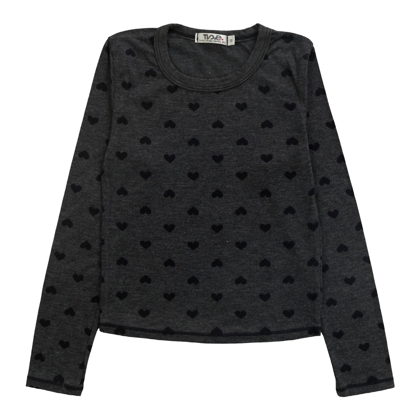 Heather Signature Long-Sleeved Shirt (Mini Black Hearts Pattern)