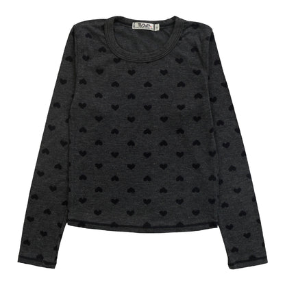 Heather Signature Long-Sleeved Shirt (Mini Black Hearts Pattern)