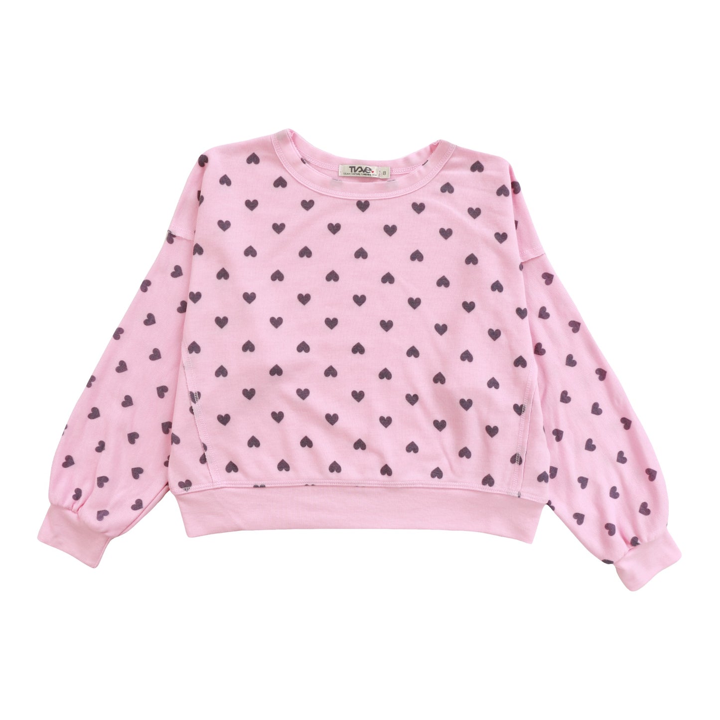 Dolman Sweater Top (Mini Black Hearts Pattern)