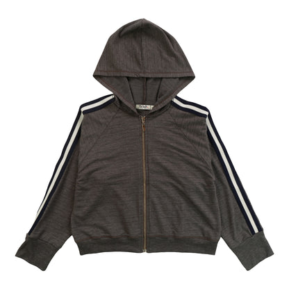 Heather Hooded Jacket with Sports Stripe