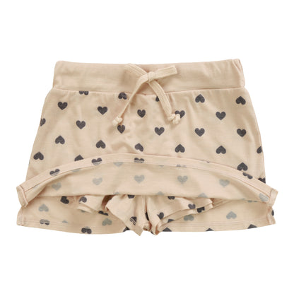 Mini Skirt Shorts (Mini Black Hearts Pattern)