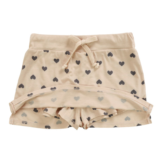 Mini Skirt Shorts (Mini Black Hearts Pattern)