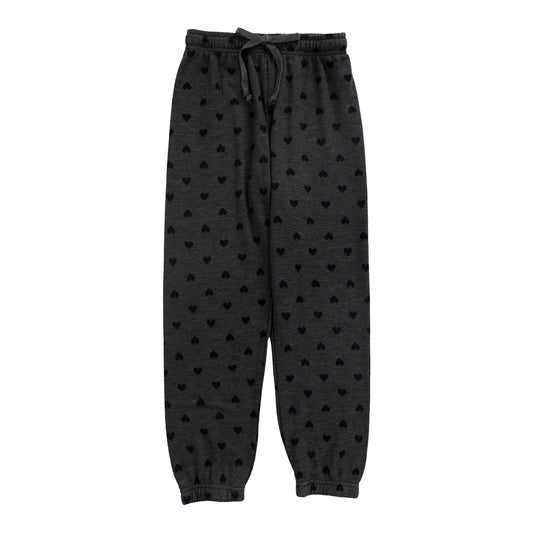 Heather Athletic Pants (Mini Black Hearts Pattern)