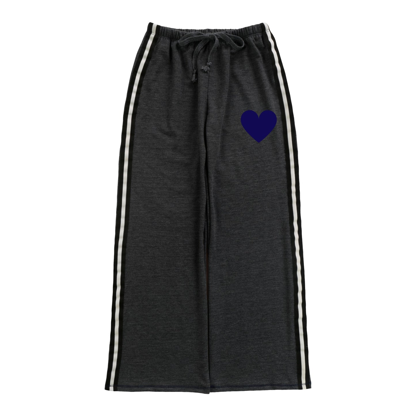 Wide Pants with Sport Stripe (Navy Heart Print)