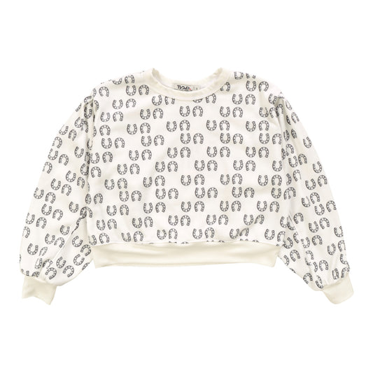 Seamed-Sleeve Pullover Crew (Horseshoe Pattern)