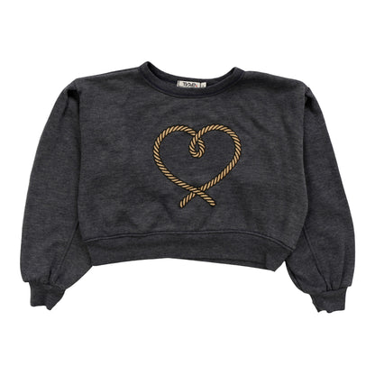 Seamed-Sleeve Pullover Crew (Rope Heart Print)