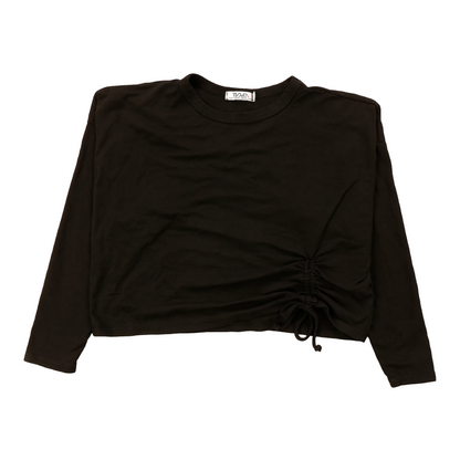 Long-Sleeved Relaxed Pullover with Gathered Side Tie