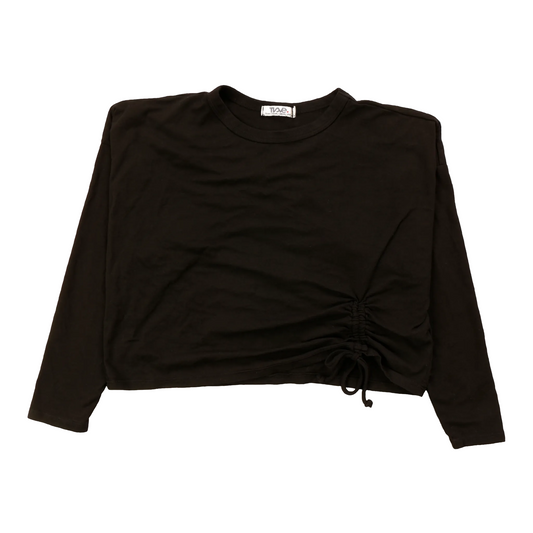 Long-Sleeved Relaxed Pullover with Gathered Side Tie