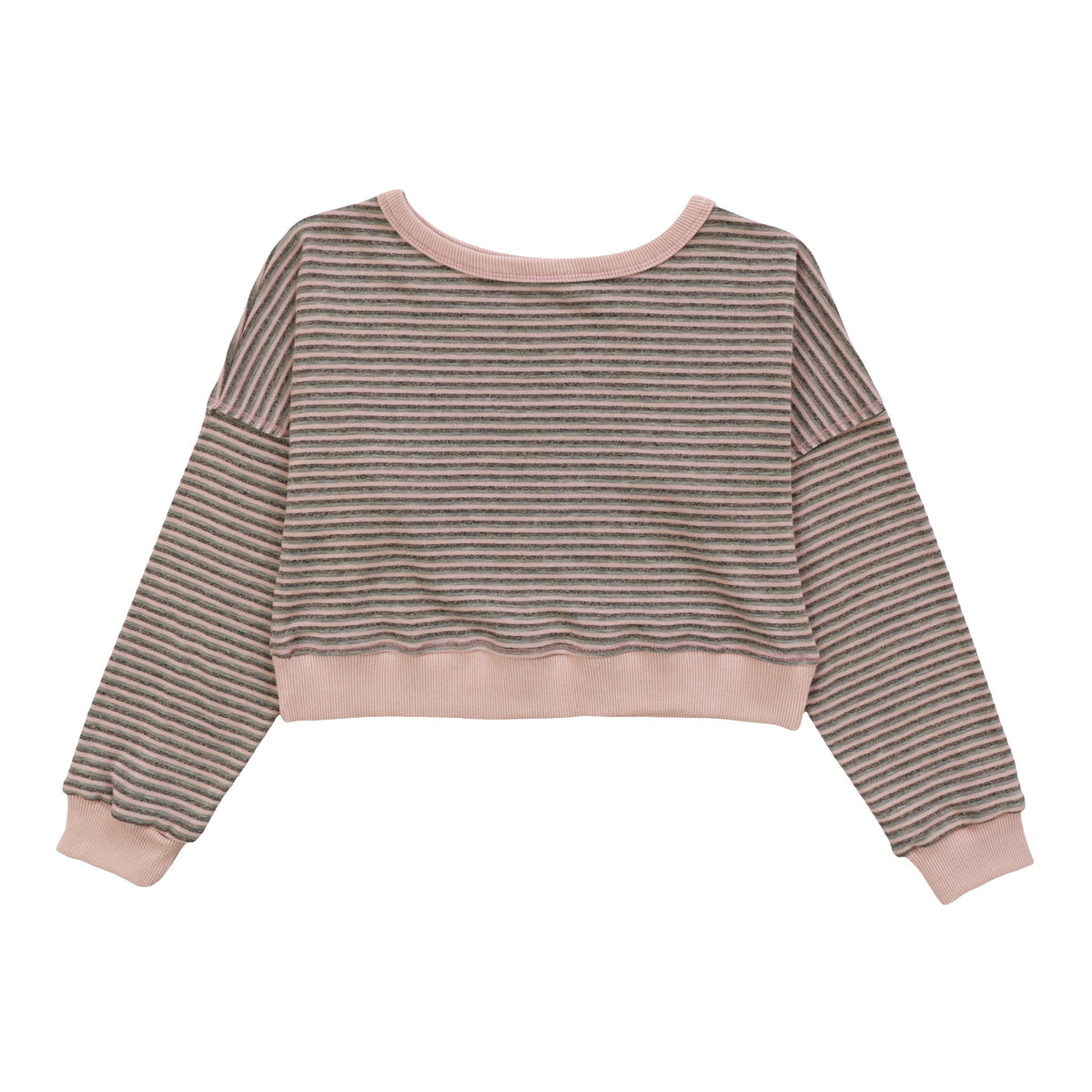 Long-Sleeved Crew Pullover (Gray Stripes)