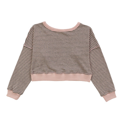 Long-Sleeved Crew Pullover (Gray Stripes)